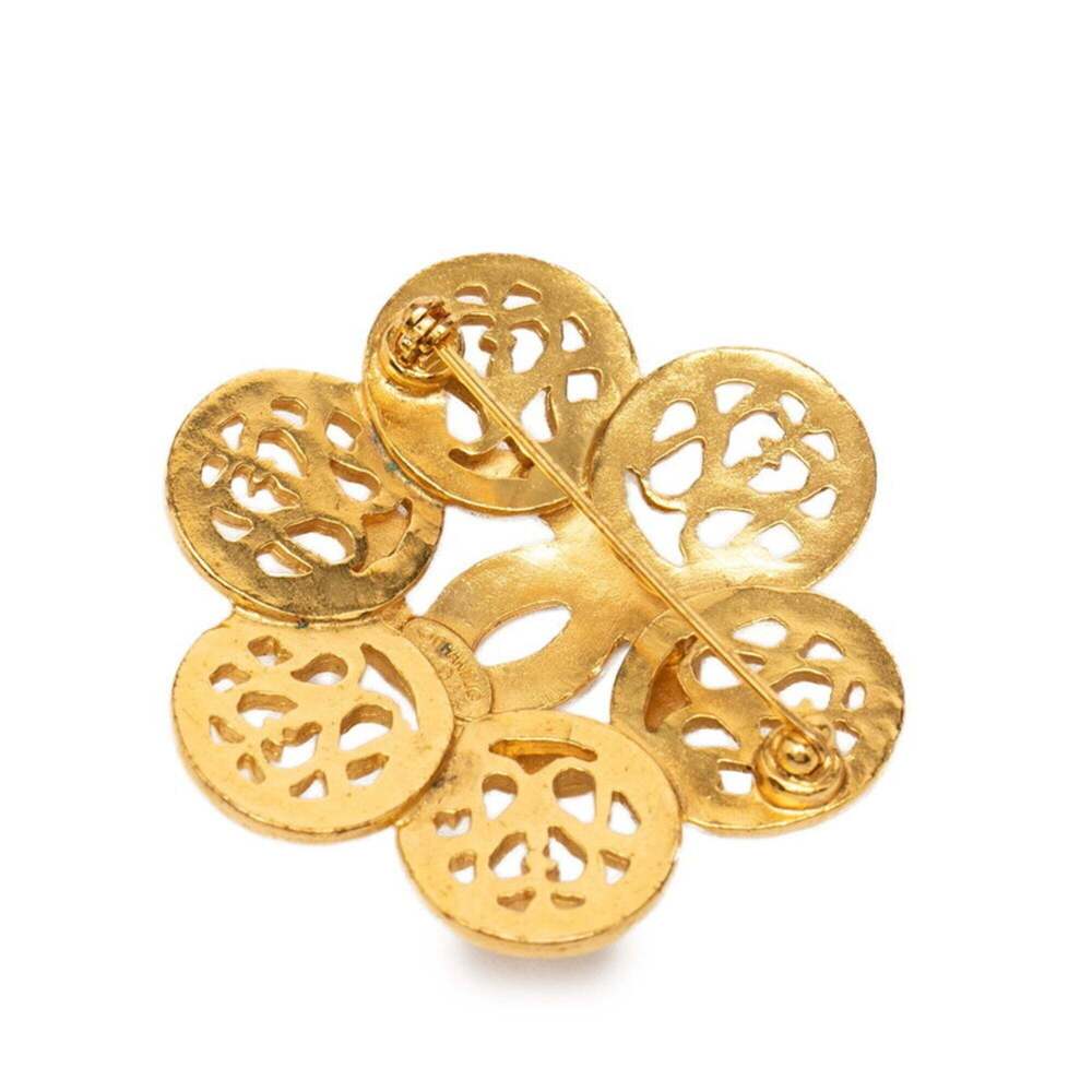CHANEL Authentic Vintage Gold Logo Brooch - Picture 2 of 3